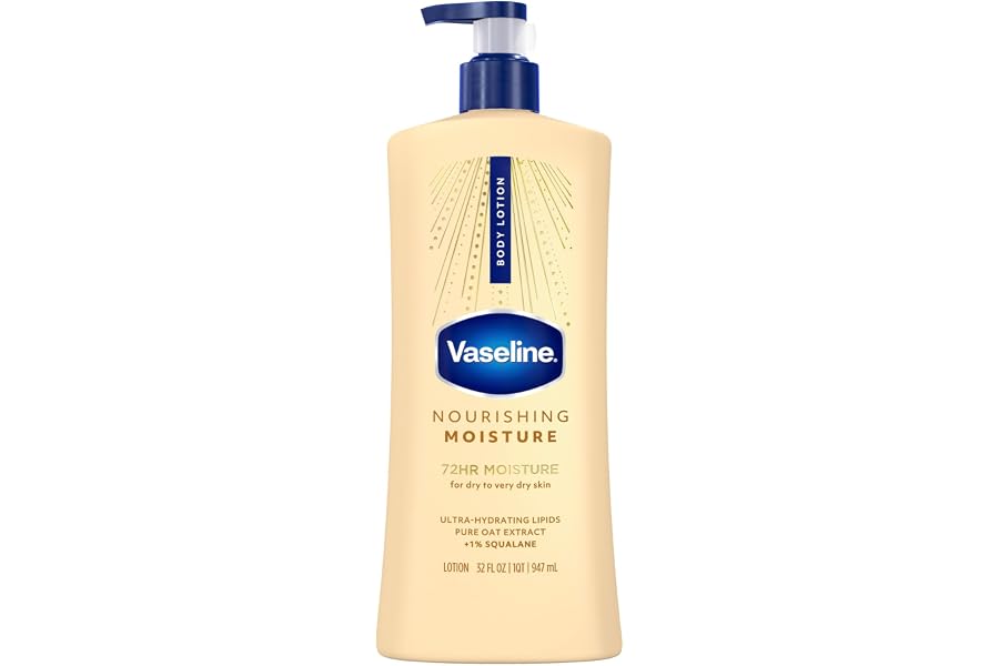 Vaseline Nourishing Moisture Body Lotion for Dry Skin + Oat Extract 32oz | Body moisturizer provides 72HR moisture with Ultra-Hydrating Lipids for nourished, healthy-looking skin, Intensive Care