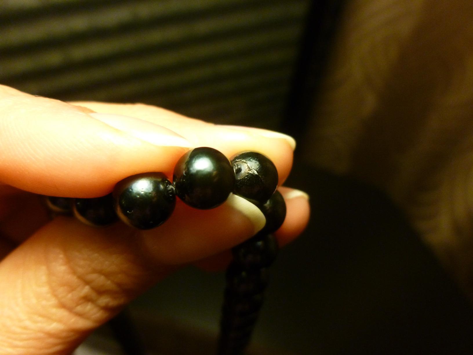 Customer review image for 14K White Gold Triple Strand Black Saltwater Akoya Cultured Pearl Necklace AAA Quality (5.0-5.5mm), 17"