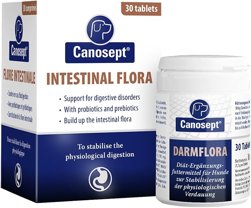 flora intestinale cane - probiotici per cani e prebiotici - enzimi digestivi - supporta i disturbi digestivi - rafforza la flora intestinale - probiotico digestivo per cani - 30 compresse