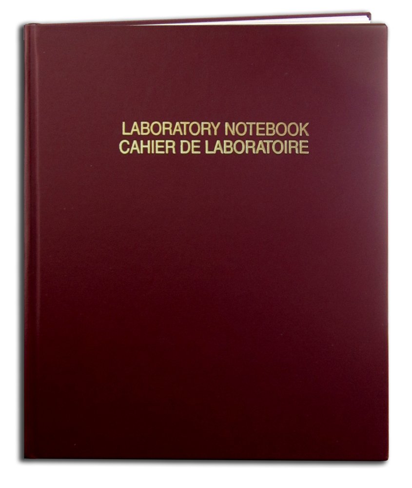BookFactory® Burgundy English / French Lab Notebook, 96 Pages, Burgundy Cover, Hardbound, 22.5cm x 28.6cm With Scientific Ruled Pages Format (LIRPE-096-LLR-EF-A-LMT19)