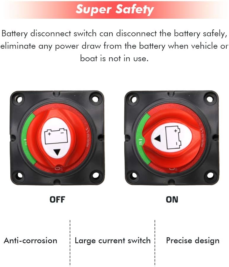 Battery Switch 12-48 V 275/1250 Amps Battery Power Cutoff Master Switch Disconnect Isolator for Car Vehicle RV ATV UTV Marine Boat On Off Position: Computers & Accessories