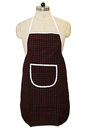 Kuber Industries Checkered Design Cotton Kitchen Apron with Front Pocket (Multi)-CTKTC32667