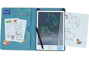 YOLA Kids 8.5" LCD Transparent Drawing Tablet with Stylus and 20 Double Sided Cards Reusable Writing Pad Educational Learning