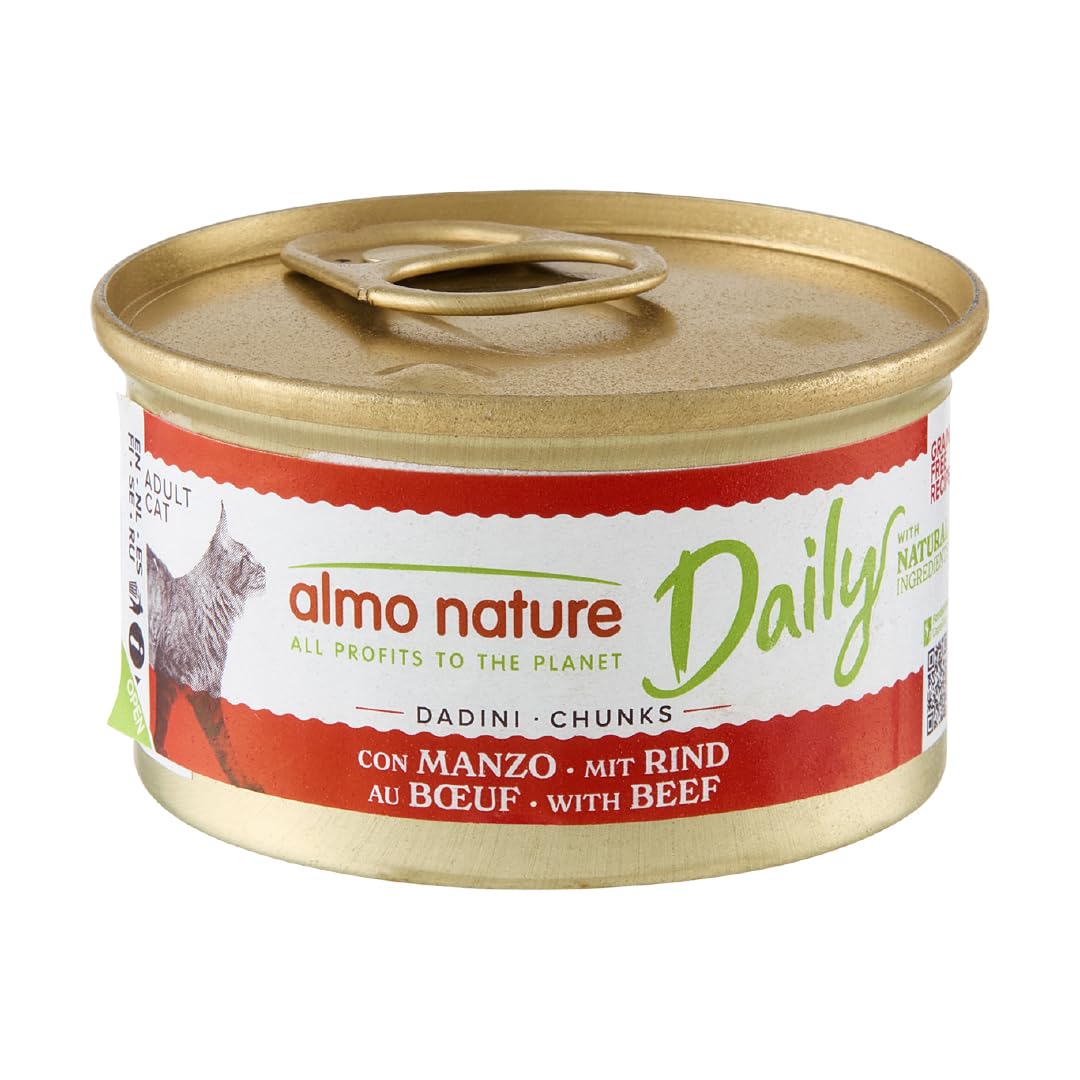 Almo Nature Daily - Wet Cat Food for Adult Cats - Chunks - Beef - 85 g, Pack of 24