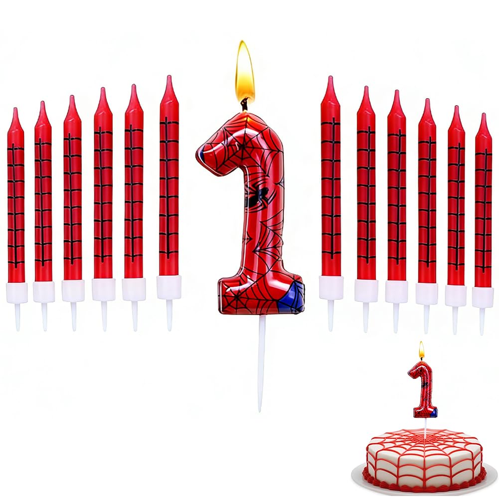 Spider Net Birthday Candles Numbers 1,Candle 1 Numbers,Birthday Candles for Cake Theme Party Deco-6 * 3.2 * 3.8CM