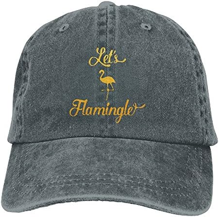 Gold Let's Flamingle Vintage Washed Dyed Cotton Twill Low Profile Adjustable Baseball Cap Asphalt