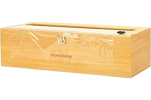 Libreshine 18 Inch Plastic Wrap Dispenser with Slide Cutter – Commercial Butcher & Freezer Paper Dispenser for 3000ft Film, 1000ft Foil & Kraft Rolls, Heavy Duty Bamboo for Restaurant & Kitchen