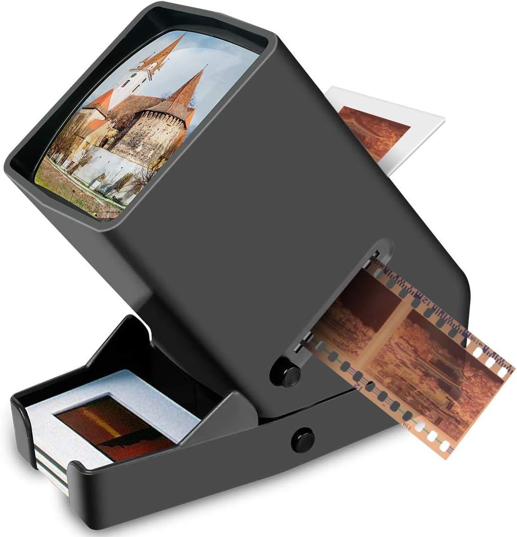 Rybozen 35mm Slide Viewer, 3X Magnification and Desk Top LED Lighted Illuminated Viewing and Battery Operation-for 35mm Slides & Positive Film Negatives(4AA Batteries Included): Camera & Photo