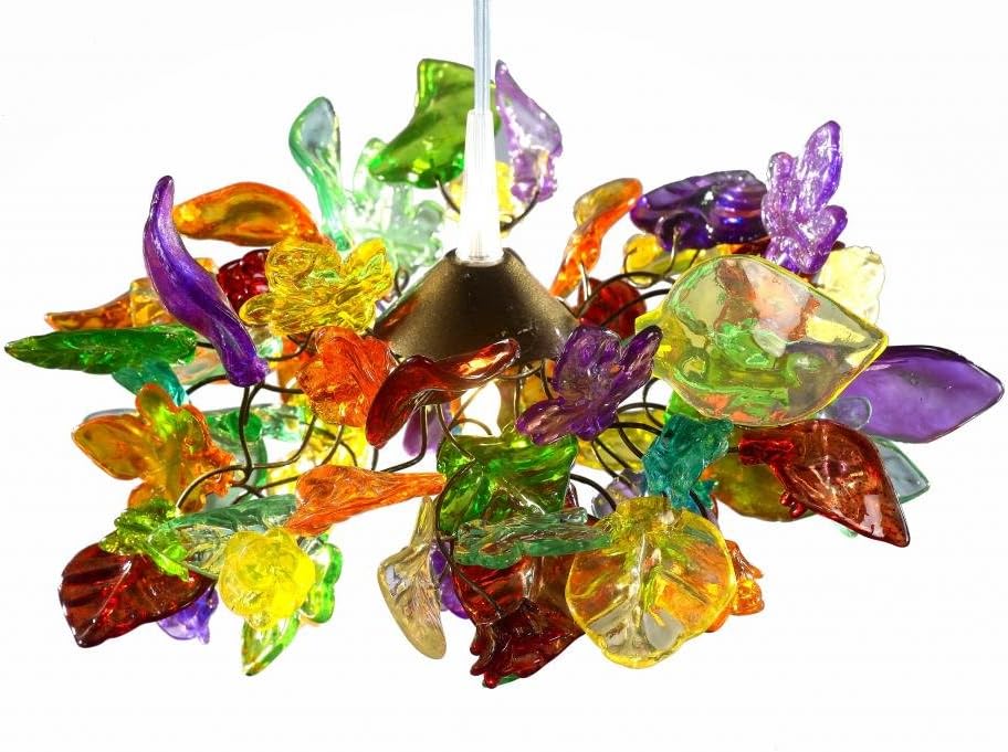 Decor Magic Pendant Lighting - Multi Colored Flowers and Leaves Lamp Shade - Handmade Light Shades for Girls Bedroom, Home & Kitchen - Light Fixtures