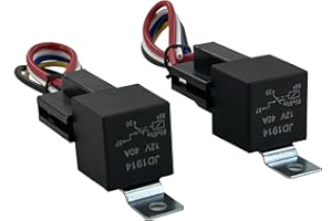 EVODAMP SHOX 12V 5 PIN Relay with Harness, JD1914 12 Volt 40/30 Amp SPDT Automotive Relay with Sockets and Wires for Car Truck Van Motorcycle Boat 2 Pack
