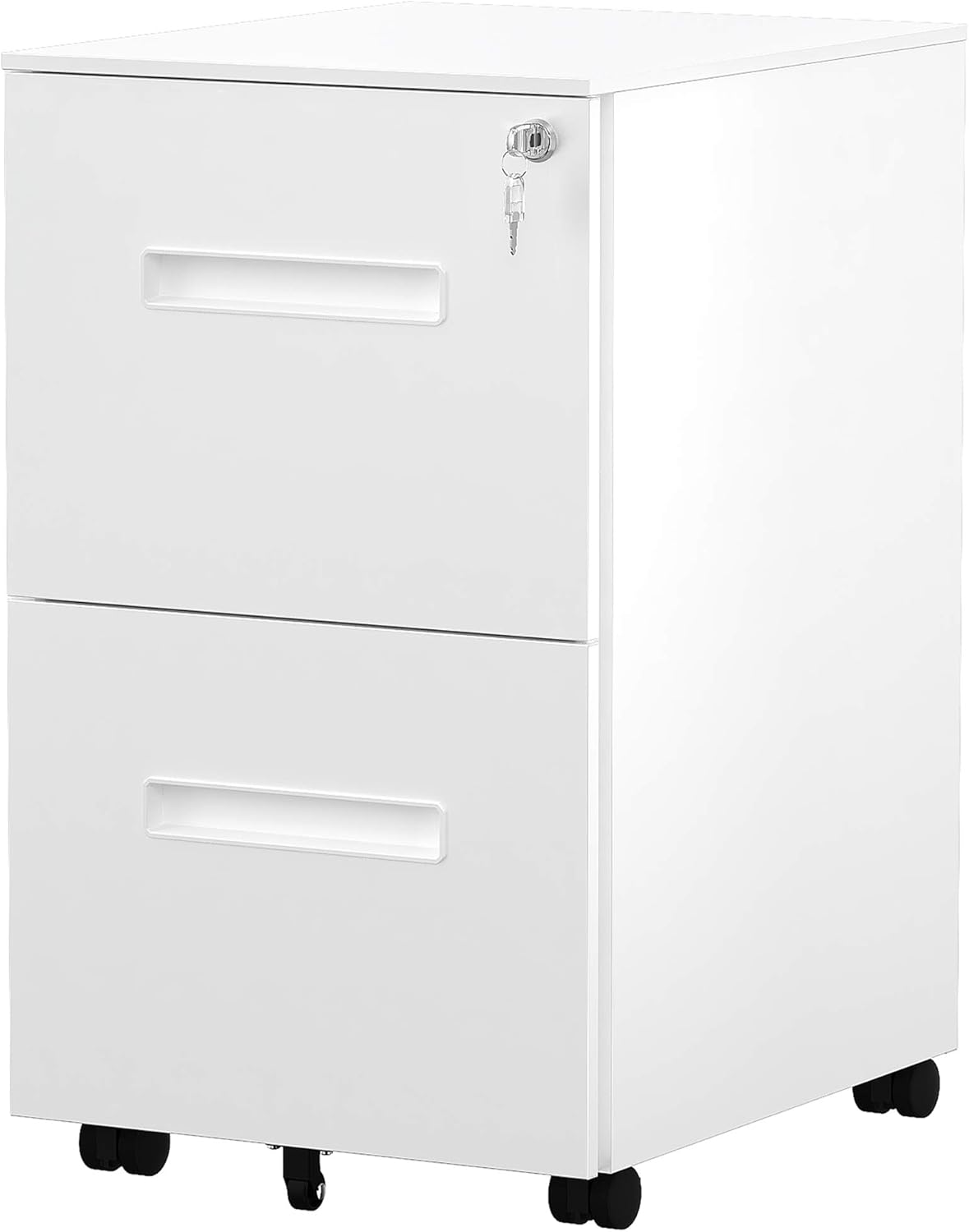 YITAHOME 2-Drawer Rolling Filing Cabinet Office Drawers, Lockable Office Storage Cabinet with Hanging Bar, Pre-Assembled Steel Pedestal Cabinet Under Desk (White)