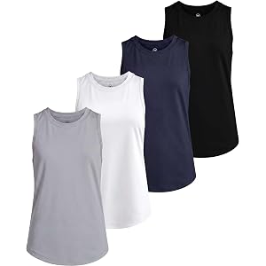 Real Essentials 4 Pack: Girls' Dry-Fit Active Tank Top - Gym Running Workout Athletic Shirt for Kids Teens Youth