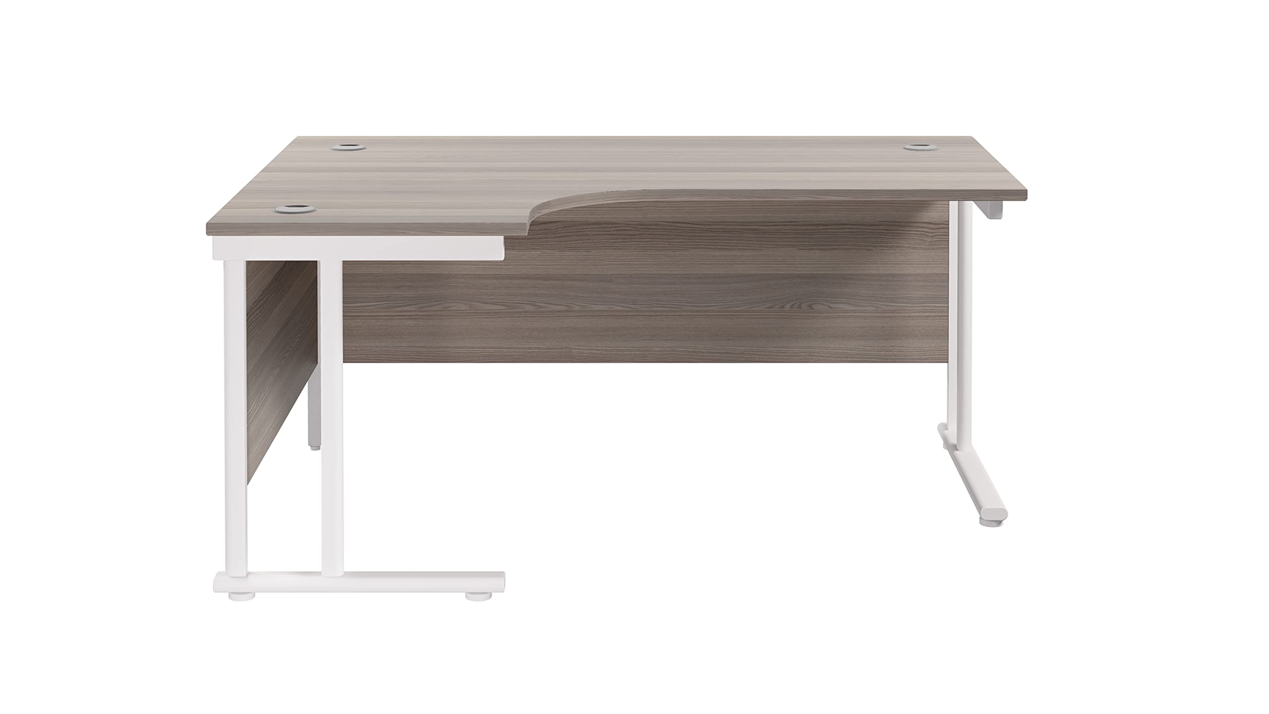 Office Hippo - L Shaped Office Desk 160 x 120cm. Large Corner Computer Desk For Home Office With Integrated Cable Ports, Ideal For Work, Study, Gaming And Hobby Workstation (Grey Oak/White)
