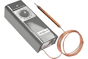 NIMITE Refrigerator Thermostat Temperature Controller, -30°F to 90°F (-34°C to 32°C) Mechanical Thermostat with 5 Ft Capillary Remote Thermostat Bulb,Temperature Control for freezers & Coolers, W1609-101