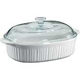 CorningWare 4-Quart French White Oval Casserole with Glass Lid | Stoneware Construction | Non-Porous Surface | Preheated Oven Safe | Refrigerator &amp; Freezer Safe | Top-Rack Dishwasher Safe