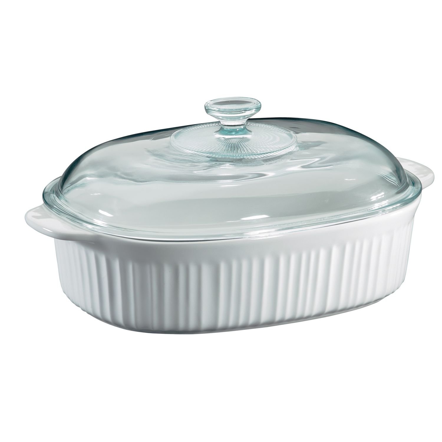 CorningWareFrench White 4 Quart Oval Casserole W/Glass Cover