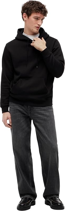 Sweat à Capuche Homme Regular Fit Flag Fleece avec Capuche, Noir (Black), XS