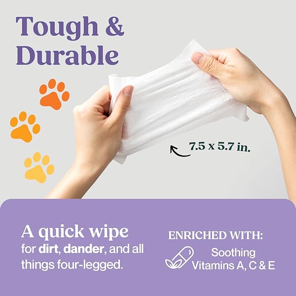 LAVENDER SCENT PREMIUM DOG & CAT PET WIPES CLEANS PET PAWS, EARS, FUR, BUTT, & ANAL GLAND WIPE NO-RINSE SOLUTION GENTLE DEODORIZING & HYPOALLERGENIC FOR SMALL/MEDIUM PETS – 100 COUNT