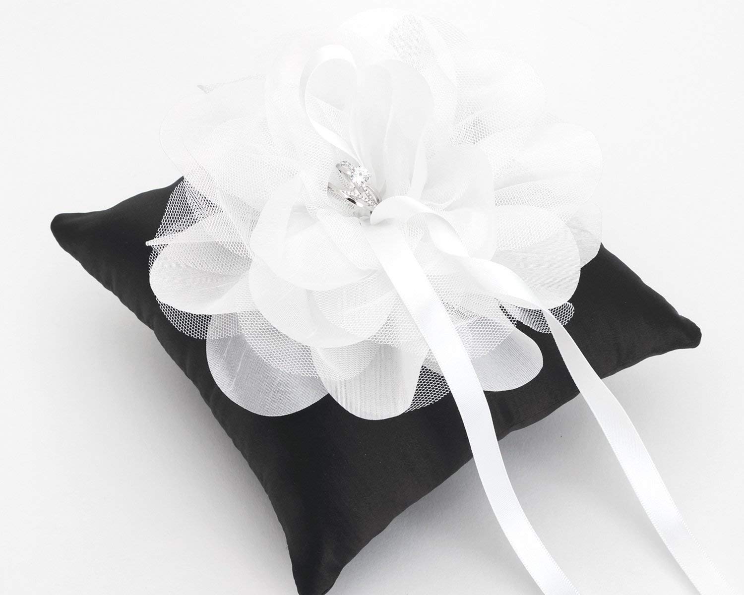 Amazon Com Black Ring Pillow With Oversized White Corsage Black
