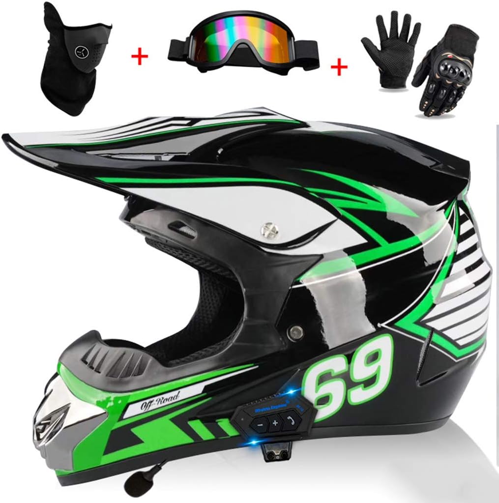 Adult Motocross Bluetooth Offroad Helmet ATV Offroad Motorcycle Helmet