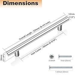 Probrico 15 Pack Polished Chrome Cabinet Handles