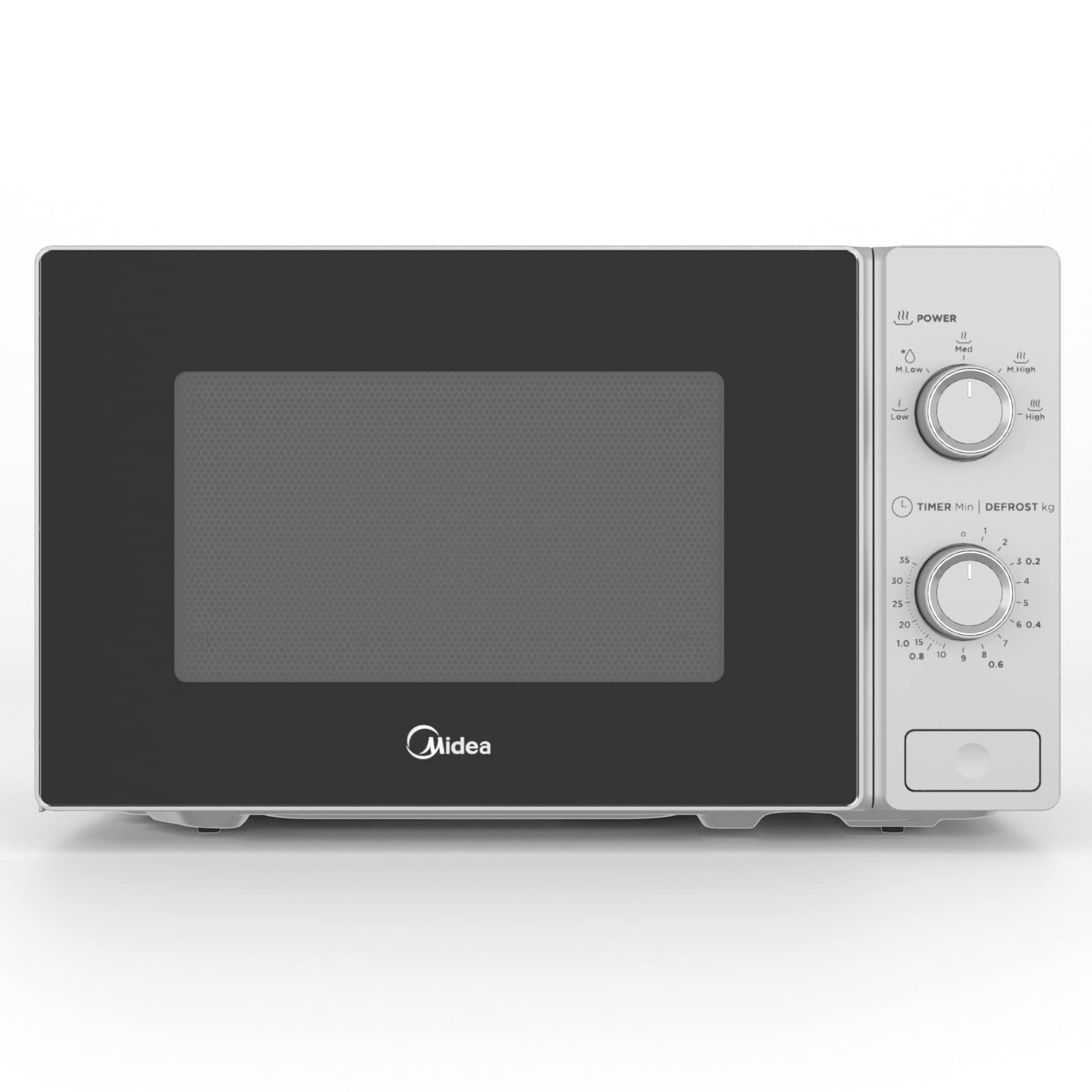 Midea-Microondas-20L-700W-5-Niveles-de-Potencia-Descongelacion-por-tiempo-o-peso-Cristal-negro-con-marco-Inox