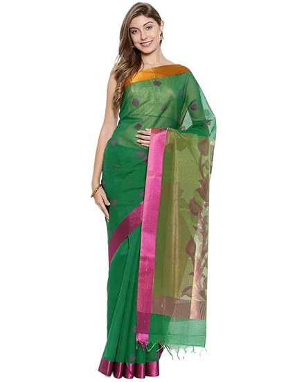 Womens Cotton Silk Saree With Running Blouse (CCOPSC9102_Green)