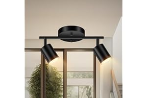 Black Track Lighting Ceiling, 2 Lights Track Lighting for Kitchen, Modern Track Lights Fixtures Ceiling Kit, Rotatable Track 