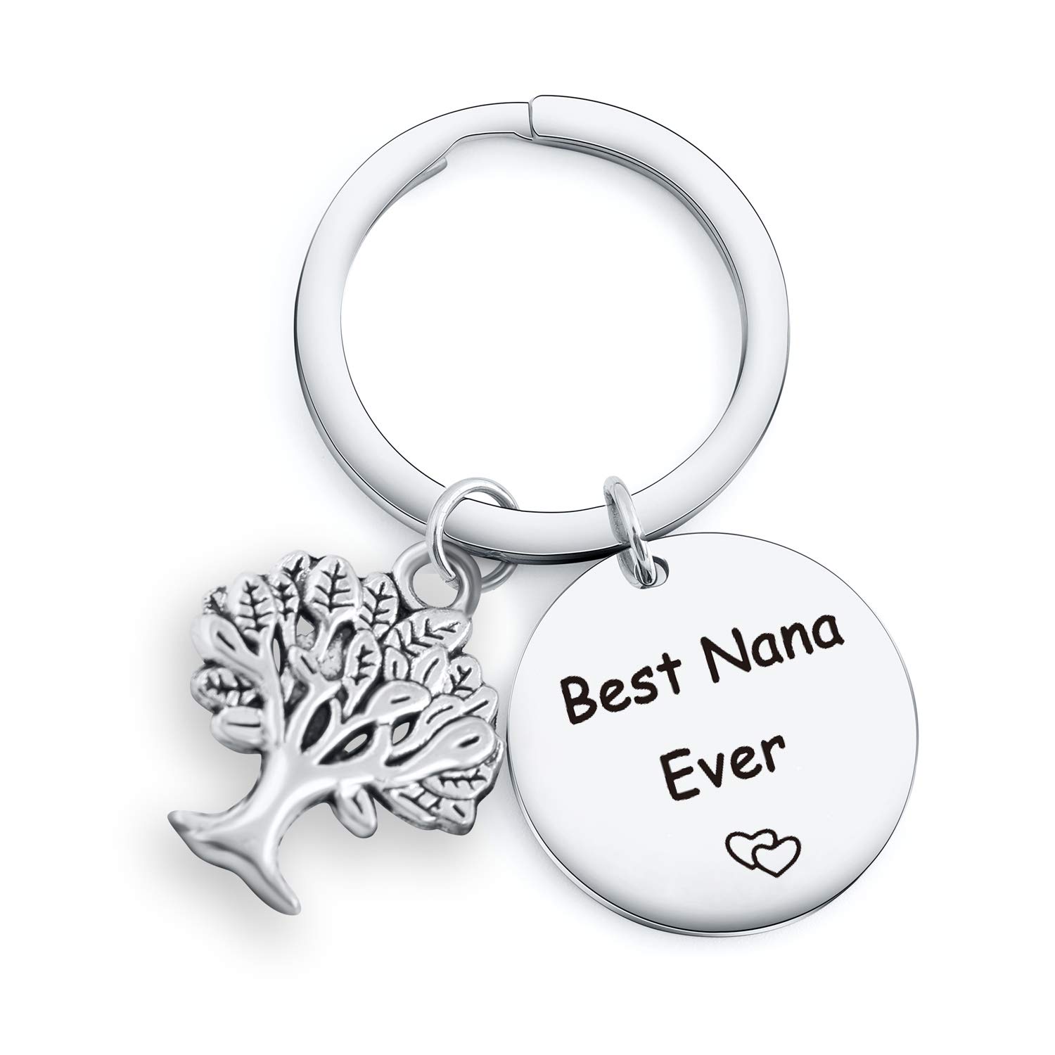 Photo 1 of 2 pouches of TzrNhm Blossom Best Nana Ever Keychain, Thoughtful Gift for Grandma, Granny, or New Nana, Mother’s Day Jewelry for Grandmother, Thank You Keyring for Gigi Mimi or Grandmom, Stainless Steel Design