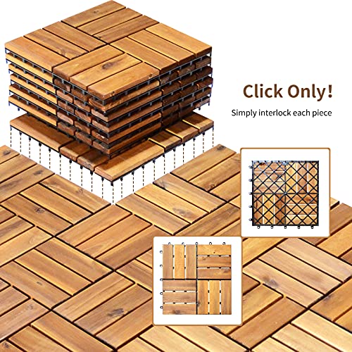 Giantex 27 PCS Interlocking Patio Deck Tiles, 12 x 12in Acacia Hardwood