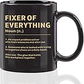 CFGBFDGH Fixer of Everything Themed Coffee Cups Ceramic 11oz, Boss Day Gift Ceramic Mug with Handle, Thank You Gifts Coffee & Tea Mug for Men Women Boss Coworker Dad Mom Manager