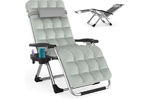 ZENPETIO Zero Gravity Chair with Removable Cushion, Reclining Camping Chair with Cup Holder, Anti Gravity Lounge Chair for Indoor and Outdoor