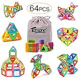 Tomons Magnetic Blocks, Magnetic Tiles Building Toys Set for Kids with Storage Bag - 64pcs