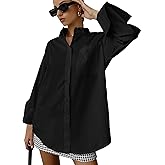QIANZHIDU Women's Oversize Collar Button Down Long Sleeve Work Blouse Top