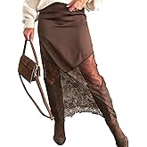 Women's Boho Lace Maxi Skirt Vintage High Waist Trendy Floral Patchwork Y2k Wrap Long Skirt Sexy Streetwear