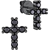 MomentWish Moissanite Cross Earrings for Men Women - S925 Sterling Silver Cross Stud Eearrings D Color VVS1 Clarity Diamond,Moissanite Stud Earrings Crucifix Jewelry Gift