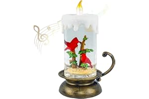 XPSCOCO Cardinal Snow Globes, Christmas Snow Globes, Music Water Lantern, 8 Christmas Music, USB Powered & Battery, Holiday Decorations Gifts for Family Children or Friends