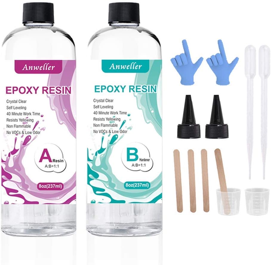 Epoxy Resin Kit, 16oz Epoxy Resin Crystal Clear with Tools Kit for River Table Tops, Art Casting Resin, Jewelry Projects, DIY, Tumbler Crafts, Molds, Art Painting, 1:1 Ratio Mix
