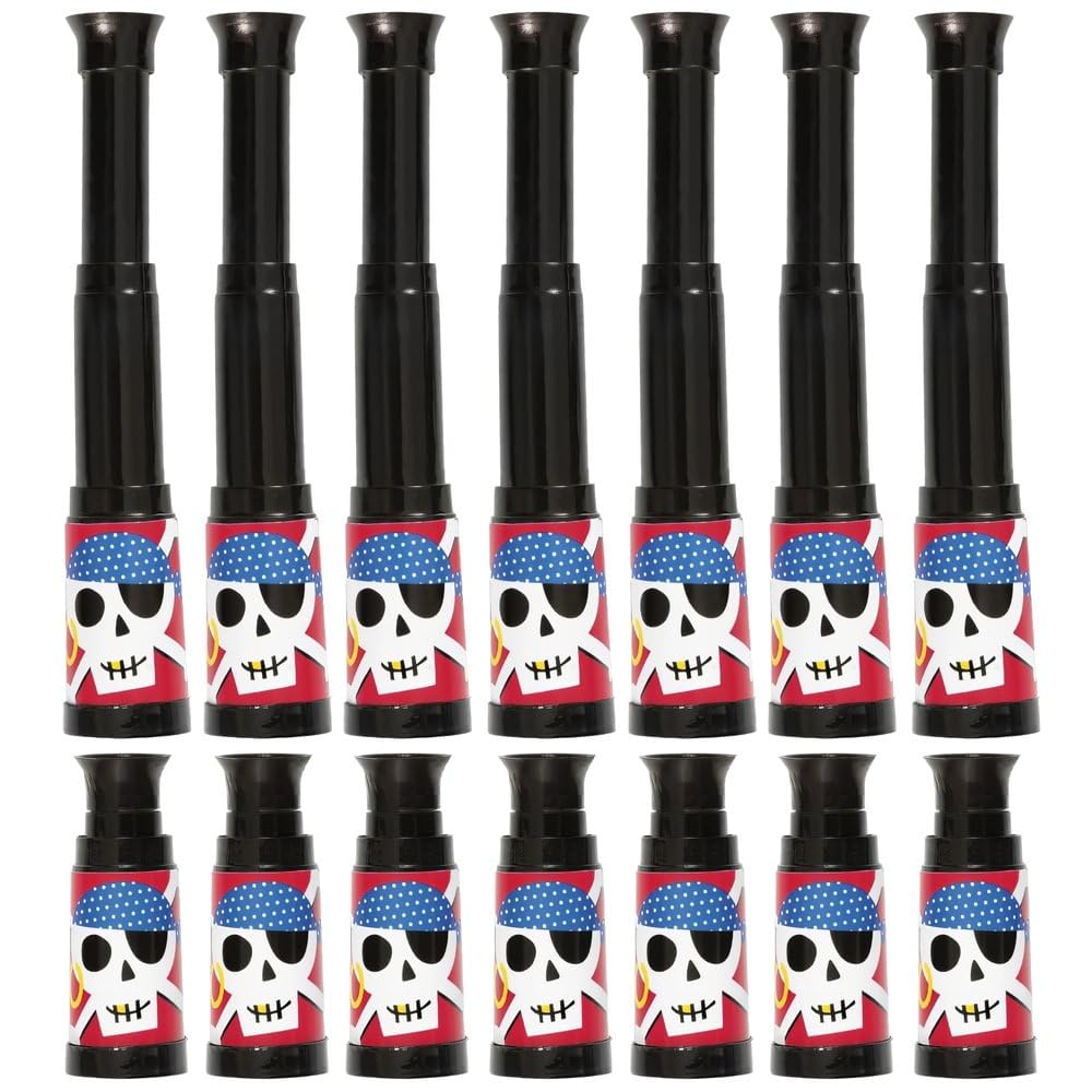 Ahoy Pirate Telescope Favors (17cm x 16cm) - Black Party Accessory - Unique & Fun Children's Pirate-Themed Gift for Adventure-Lovers - 8ct