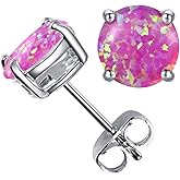 CERSLIMO Multi Colors fire Opal Stud Earrings Birthstone Earrings For Women 8mm
