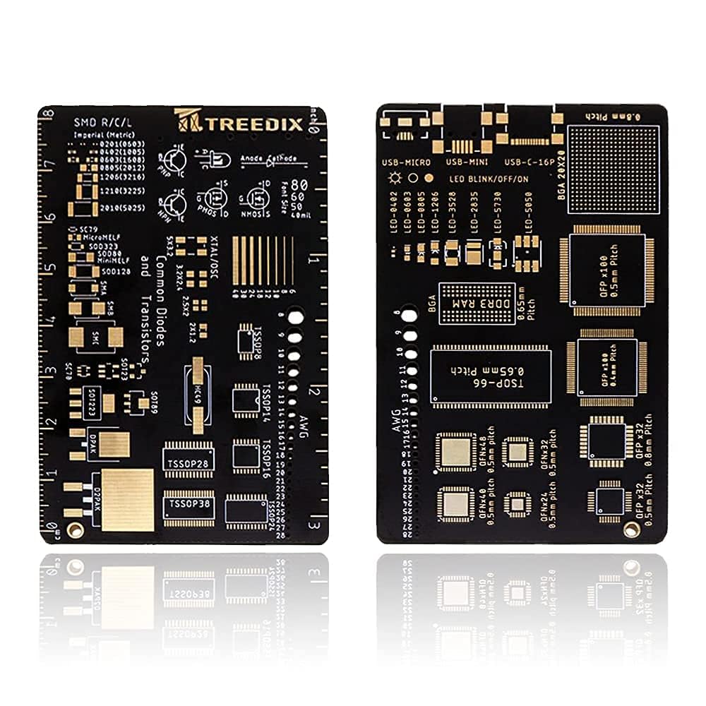 Treedix 2PCS PCB SMD AWG Rulers, USB-Micro LED Blink Rulers Measuring Tool Resistor Capacitor Chip IC SMD Diode Transistor for Electronic Engineers Printed Circuit Board Accessory