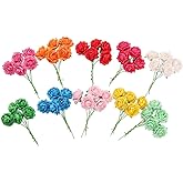 RATREE 888 Handmade Mini Heart Petals Mulberry Paper Roses 18 mm Mulberry Paper Flowers Scrapbooking Wedding DIY Craft Supplies Card Artificial Roses, Artificial Flowers (10 Colors) 50 Pcs