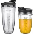 2-Pack Cup Replacement Parts with Lid for Ninja Blender Auto-iQ BL450C BL451C BL481C BN751C BN750C BN801 BN801C BN400C Nutri