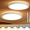 Brightever Flush Mount Ceiling Light Fixture with Night Light, 7 Inch Modern LED Ceiling Light, 12W 1400LM 2700K/3000K/3500K/4000K/5000K Selectable, Dimmable Ceiling Lamp for Bedroom, Kitchen, 2 Packs