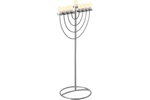 VINTIQUEWISE Large Modern Silver 9 Branch Lighting Thin Pipe Hanukkah Menorah, Metal-Aluminum