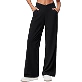 SEMARO Womens Wide Leg Dress Pants Crossover High Waist Stretch Casual Work Slacks Trousers with Zipper Pocket