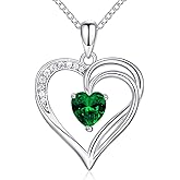 AM ANNIS MUNN 925 Sterling Silver Heart Necklace for Women Birthstone Necklace Silver Jewelry for Womens Jewelry Gifts for Women Her Mom