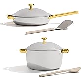 Our Place Titanium Pro Cookware Duo | 6-Piece Tri-Ply Titanium Cookware Set with Always Pan Pro & Perfect Pot Pro | Non-Toxic No-Coating Nonstick | Induction & Oven-Safe up to 750°F | Gold