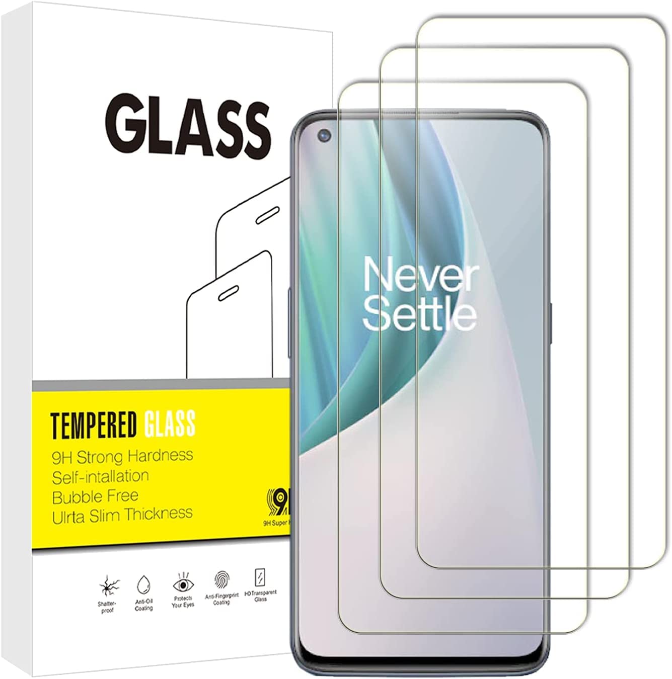 Screen Protector for Oneplus Nord N10 5G, [3 Pack] Tempered Glass for Oneplus Nord N10 5G, 9H Tempered Glass, Bubble-Free, High Definition, Anti-Scratch