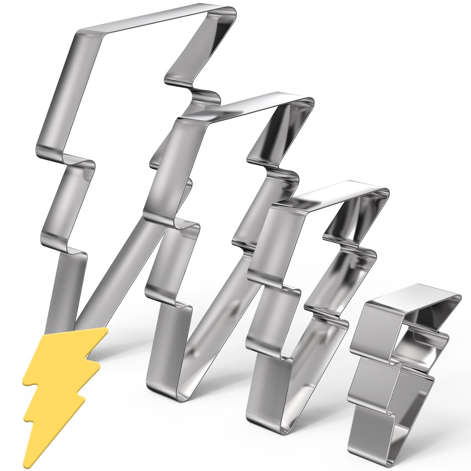 Photo 1 of Havawish 4 Pcs Cookie Cutter Set 2 in to 5 in Cookie Cutter Stainless Steel Cookie Cutter for Baking Fondant Fruit Bread Birthday Party Decorations(Lightning Bolt)